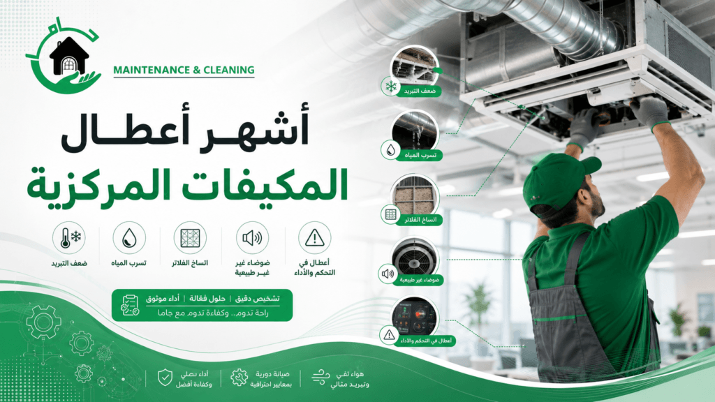 أشهر أعطال المكيفات المركزية فني صيانة المكيفات المركزية بالقطيف من شركة جاما