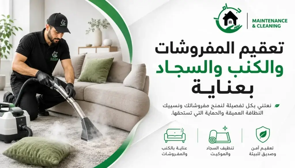 تعقيم المفروشات والكنب والسجاد بعناية